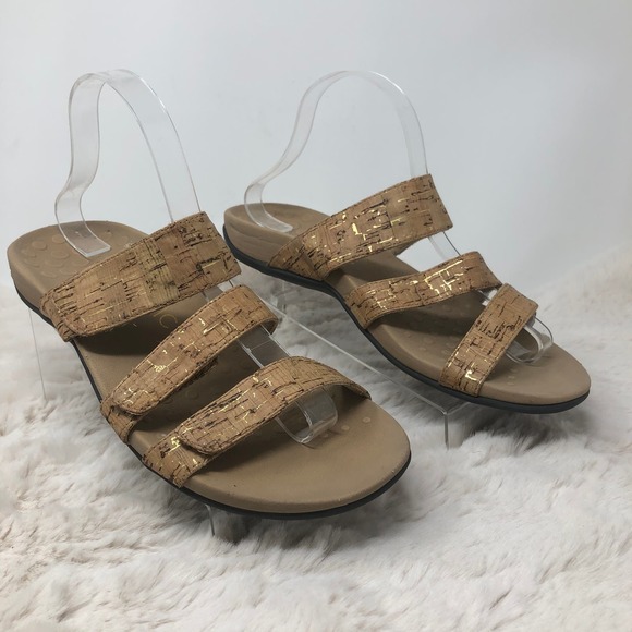 Vionic Amber Tan Brown Gold Slide On Sandals Women's 9 - Picture 2 of 7